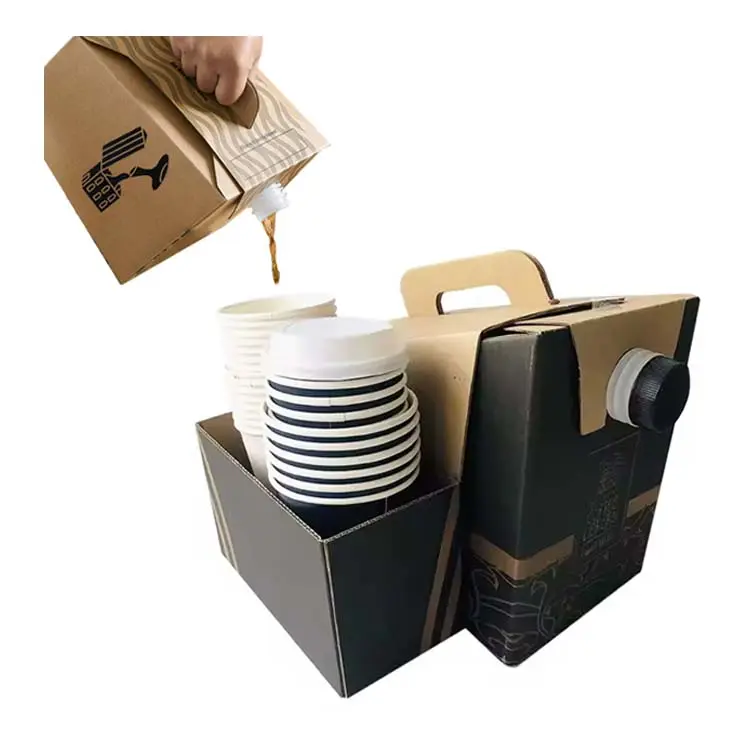 Günstige benutzer definierte zum Mitnehmen mit Griff und Wassers ack in Box 1L 2L 3L bunte Logo Tropf Einweg-Kaffeesp ender Kaffee box