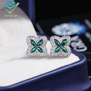 925 Sterling Silver 18K Gold Plated VVS D Color <b>Moissanite</b> GRA Certificate Blue Green Hip Hop Charm 10mm Pear Shape <b>Earrings</b> - Product Image 3