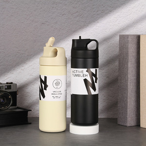 Bouteille d'eau de 550 ml avec couvercle à paille en acier inoxydable Thermos à isolation sous vide pour le sport en plein air Tasses à café - Product Image 6