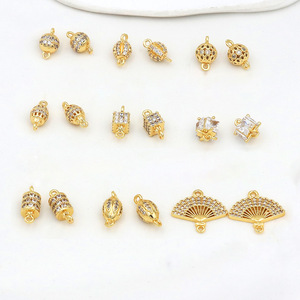 ทองแดงชุบเซอร์คอนเคลือบทองคำแท้ 18k เพื่อการคงสี, จี้คู่ลายฉลุ, สร้อยข้อมือทำมือ DIY - Product Image 2