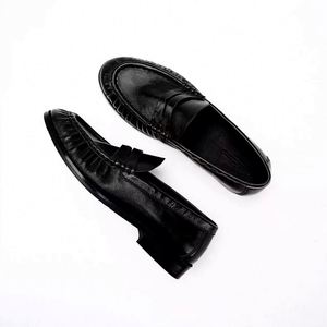 Mocasines de Cuero Genuino Negro con Punta Redonda y Borlas Decorativas, Zapatos Casuales para Hombre para Todas las Temporadas - Product Image 6