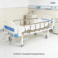 Lit d'hôpital en acier ABS, équipement médical pour adultes, manuel, d'occasion, Lisen ABS-A3 2150x900x500mm, garantie 1 an, certifié CE ISO, pour hôpital