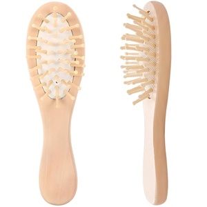 Custom Logo Baby Hair <b>Brush</b>/Comb Set for Newborn with Soft Goat Bristle Bamboo Wood Baby Natural Gentle Wooden Hair <b>Brush</b> Set - Product Image 1