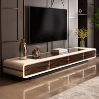 Mueble de TV Moderno y Sencillo de Mármol, Combinación con Mesa de Centro de Madera Sólida para Comedor, Dormitorio, Entrada, Escuela, con Detalles de Metal y Vidrio