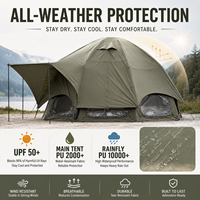 Tente de glamping gonflable quatre saisons, dôme panoramique de 5 m de diamètre, convient à 4 à 8 personnes, 3 portes, 5 fenêtres, protection UV50+, bâche de pluie incluse, montage rapide