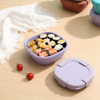Boîte à lunch pliable en silicone avec couvercle verrouillable, qualité alimentaire, anti-fuite, récipient de stockage alimentaire pliable pour le camping en plein air et les voyages