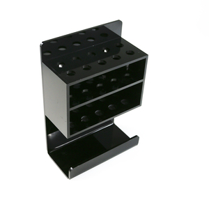 Portalápices <span class=keywords><strong>de</strong></span> pizarra blanca, organizador <span class=keywords><strong>de</strong></span> escritorio, montado en la pared, 2 niveles, acrílico negro, 10 ranuras, papelería negra, borrado en seco y soporte para marcadores - Product Image 4