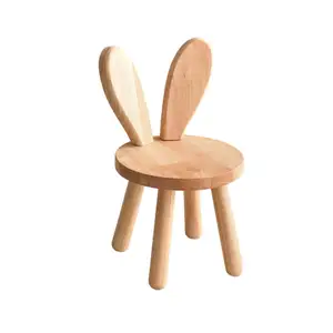 Carino piccolo coniglio a forma di cartone animato in legno massello sgabello posteriore sedia per bambini sedie per eventi