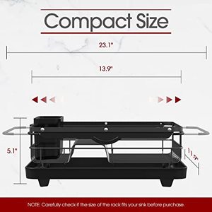 Escurridor de Platos con Bandeja de Drenaje para Encimera de Cocina, Escurridor de Platos Multifuncional Extensible para Usar Sobre el Fregadero - Product Image 2