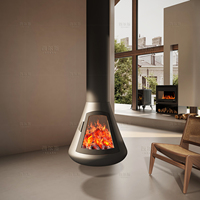 Poêle à bois électronique sans fumée pour villa, écologique, au charbon et à l'éthanol, 60 cm, cheminée suspendue