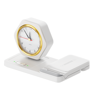 Support de charge sans fil 15W avec horloge, veilleuse et indicateur LED, design pliable pour téléphones portables, écouteurs et montres connectées