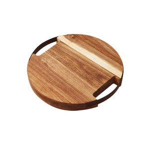 Tabla de cortar de madera de acacia, tabla de cortar para cocina, tabla de cortar redonda de madera maciza, para cortar carne, para cortar huesos - Product Image 4