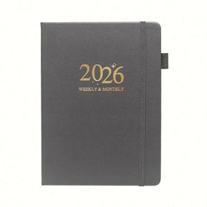 Agenda Semanal 2026, Nuevo Planificador con Correa, Calendario de Cuero Estampado, Tamaño A5, Encuadernación Cosida con Hilo, Diseño Elegante - Product Image 1
