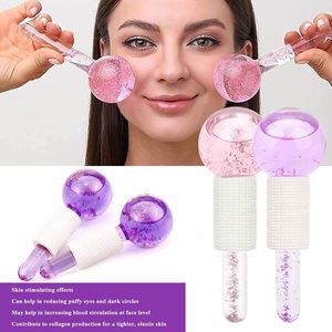 1個クリスタルアイスボールローラーフェイシャルマッサージアイスホッケービューティーアイフェイスマッサージャーグラスグリッターパウダースキンケアツール付き - Product Image 4