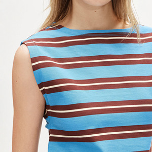 Vestido Casual de Mujer, Mini Vestido sin Mangas a Rayas, Vestido Tipo Camiseta de Algodón Suave y Corte Holgado para Uso Diario - Product Image 6