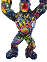 Sculpture d'art graffiti colorée personnalisée peinte à la main en fibre de verre King Kong Sculpture pour la décoration de galerie d'art de salle de fitness à domicile