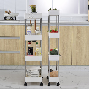Utility Rack Kitchen Storage Cart White 3 Tier Stainless Steel Rolling Organizer for Small Spaces - Product Image 2