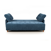 Canapé-lit pliant 2 places en tissu bleu marine avec pieds en bois pour salon, appartement, mobilier de maison