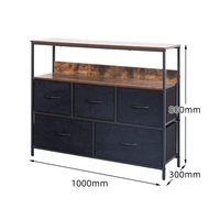 Commode moderne en bois avec tiroirs en tissu, meuble TV et centre de divertissement avec étagères et armoire de rangement