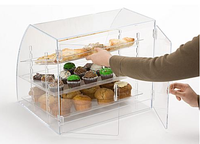 Vitrine de présentation alimentaire en acrylique personnalisée de haute qualité avec 3 plateaux en plastique, présentoir en plexiglas, boîte à gâteaux en plexiglas, boîte alimentaire en plexiglas