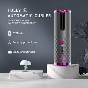 Nouveau fer à friser automatique sans fil USB en céramique portable, mini fer à friser rechargeable sans fil, température LCD, PTC rotatif, fer à friser automatique - Product Image 3