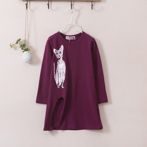 Ropa Infantil Estilo Coreano, Vestido Deportivo de Manga Larga con Estampado de Gato para Niñas Pequeñas, de Proveedor Chino - Product Image 4