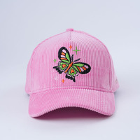 Gorras de Béisbol Rosadas con Logotipo Personalizado Bordado OEM, Gorras Deportivas Unisex de Corduroy con Visera Curva y Cierre a Presión