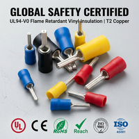 Terminales de Aguja Profesionales Surtidos Serie PTV, Cobre Electrolítico Estañado Mate, Conectores de Crimpado 22-2 AWG, RoHS CE SK