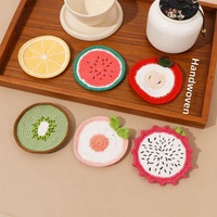 Sous-verres au crochet faits à la main en laine, motifs fruits, tapis isolants pour la décoration de table, vente en gros