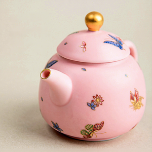 Pine Pavilion Pink Porcelain <b>Tea</b> <b>Set</b> with Butterfly Flower Design One Pot Two Cups Classic Luxury Style Durable Drinkware Home - Product Image 4