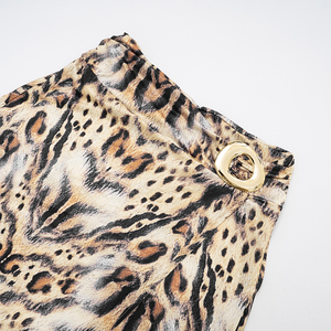 Viviblook D25ST282 New Women Leopard Print Set Party Summer Halter Strapless Crop Top <b>Split</b> <b>Skirt</b> Two Piece Set - Product Image 6