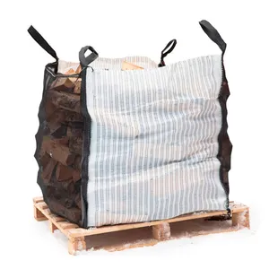 Saco grande de malla transpirable con ventilación para leña, bolsa grande de embalaje a granel