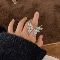 Anillo de Acero Inoxidable con Diseño de Alas de Ángel, Ajustable y Plateado, para Uso Diario y Regalos en Festivales para Mujeres