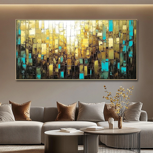 Декор для гостиной, мастихин, холст, цвет золотой, Современная текстурированная абстрактная Большая настенная живопись - Product Image 2