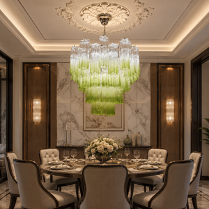 Lámpara de Araña de Cristal de Murano Estilo Francés, Dorado, <span class=keywords><strong>Luz</strong></span> Blanca Cálida LED, Altura Ajustable, Regulable, Instalación para Escalera - Product Image 5