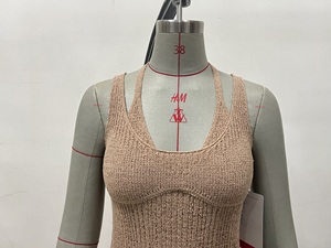 Robe longue en tricot pour femme <span class=keywords><strong>Keisha</strong></span>, robe sexy, fabrication sur mesure OEM & ODM, pull long sans manches pour femme, vêtements fantaisie pour femme, pull en tricot - Product Image 6