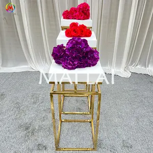 MAILAI Stainless Steel Flower Stand Plinth 3 Pieces in One Set New Design for Wedding Decorations