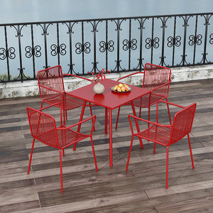 <span class=keywords><strong>Table</strong></span> carrée moderne en fer forgé pour balcon, mobilier d'extérieur, protection solaire, combinaison <span class=keywords><strong>table</strong></span> et chaises pour jardin et cour - Product Image 2