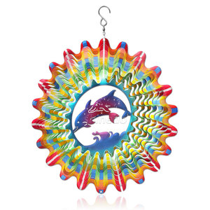 Moving Rainbow <span class=keywords><strong>Dolphin</strong></span> Winds pinner 3D Edelstahl hängende Terrasse und Garten Außen dekorationen - Product Image 1
