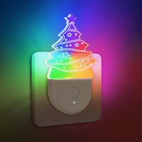 Lampu malam LED Sensor cahaya, colokan gelembung akrilik 3000 W Mode dinamis suhu putih hangat 0.5 K warna RGB