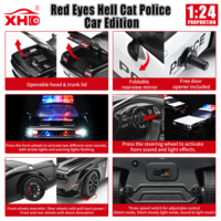 NOUVEAU Modèle de voiture de police Hellcat à yeux rouges en alliage métallique moulé sous pression à l'échelle 1:24 avec portes ouvrables, moteur à rétrofriction, lumières et son