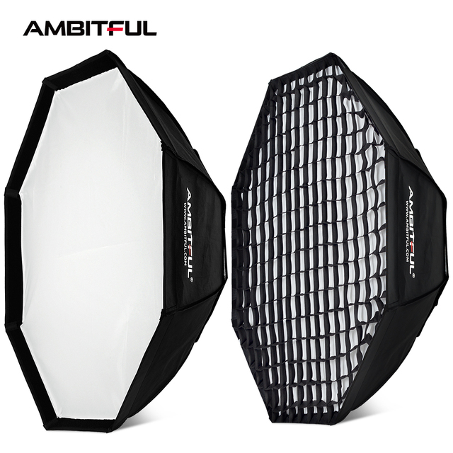 AMBITFUL BW120 120cm Rectangular Octagonal Softbox Reflector Softbox for Bowens Mount Studio Flash Softbox (with Grid)