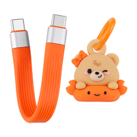Cadeau d'été : Câble de charge rapide 60W USB C vers USB C, portable et mignon, avec porte-clés ours en peluche et motif animal (motif bouée de natation)