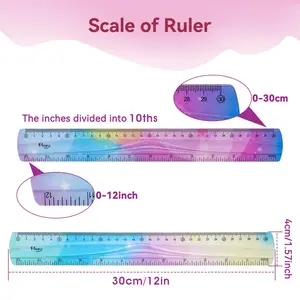 Règle incassable pastel droite flexible de 30cm pour les enfants et les étudiants Papeterie de bureau Design pliable pour un confort durable