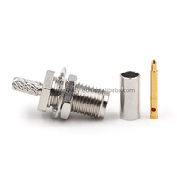 Conector RF Hembra RP-SMA XINQY, Polaridad Inversa, Tipo Crimpado, 50 Ohm, DC-6GHz, para Cable Coaxial