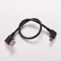 Câble de données USB mini 25 cm, USB 2.0 mâle à angle droit vers mini USB 5 broches mâle à angle gauche, adaptateur connecteur
