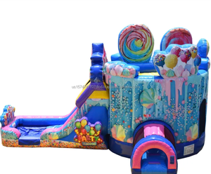 Castillo combinado inflable comercial diseñado océano caramelo colorido con aprobación ASTM CPC - Product Image 1
