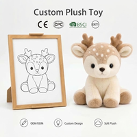 Peluche personnalisée réaliste en forme de faon, jouet en coton PP, adorable personnage de la forêt, cadeau de vacances, mascotte de marque, jouet promotionnel, faible MOQ, OEM