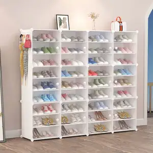 24 par sapato armazenamento armário com porta expansível plástico sapato prateleiras para armário