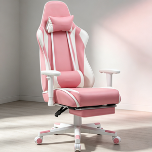 Chaise de bureau gaming color block tendance avec repose-pieds rétractable, chaise de course multifonction réglable pour ordinateur - Product Image 3
